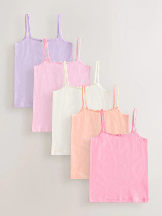 Pink/Orange Cami Vests 5 Pack (1.5-16yrs)