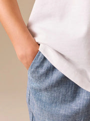 Blue Linen Blend Pull On Trousers (3-16yrs)