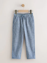 Blue Linen Blend Pull On Trousers (3-16yrs)