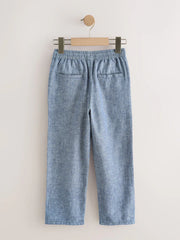 Blue Linen Blend Pull On Trousers (3-16yrs)