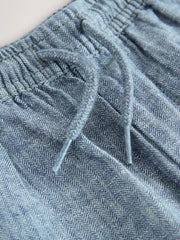Blue Linen Blend Pull On Trousers (3-16yrs)