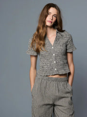 Black Gingham Short Sleeved Shirt