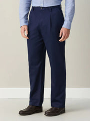Navy Relaxed Fit Cotton Lyocell Blend Suit Trousers