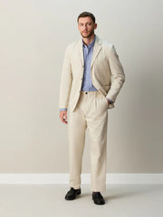 Ecru Relaxed Fit Cotton Lyocell Blend Suit Trousers