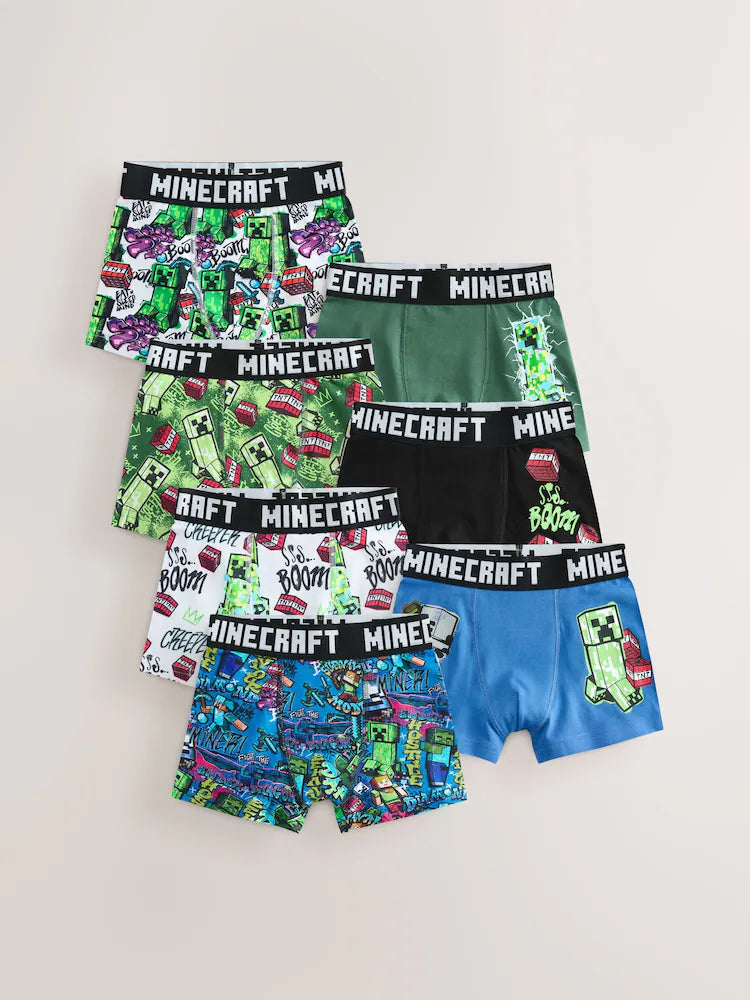 Green/Black Minecraft Trunks 7 Pack (3-14yrs)