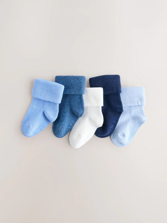 Blue Baby Roll Top Socks 7 Pack