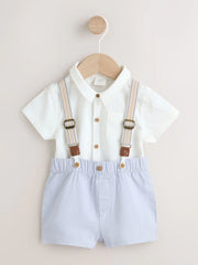 Blue Shirt Body Shorts and Braces Baby Set 3 Piece (0mths-2yrs)