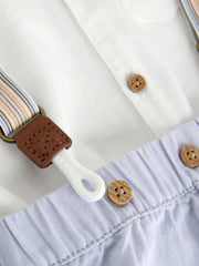 Blue Shirt Body Shorts and Braces Baby Set 3 Piece (0mths-2yrs)