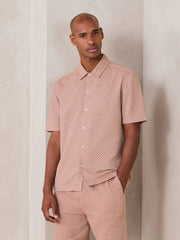Orange Textured Waffle Short Sleeve Shirt