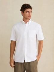 White Short Sleeve N.Premium 100% Cotton Regular Fit Oxford Shirt