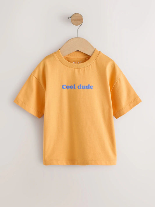 Orange Slogan Short Sleeve Small Graphic T-Shirt (3mths-8yrs)