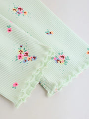 Sage Green Flower Rib Top and Leggings Baby Set 2 Piece (0mths-2yrs)
