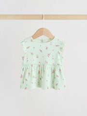 Sage Green Flower Rib Top and Leggings Baby Set 2 Piece (0mths-2yrs)