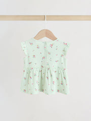 Sage Green Flower Rib Top and Leggings Baby Set 2 Piece (0mths-2yrs)