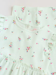 Sage Green Flower Rib Top and Leggings Baby Set 2 Piece (0mths-2yrs)