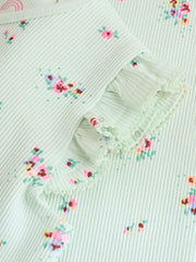Sage Green Flower Rib Top and Leggings Baby Set 2 Piece (0mths-2yrs)