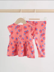 Red Strawberry Rib Top and Leggings Baby Set 2 Piece (0mths-2yrs)