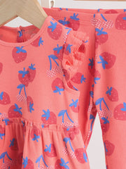 Red Strawberry Rib Top and Leggings Baby Set 2 Piece (0mths-2yrs)