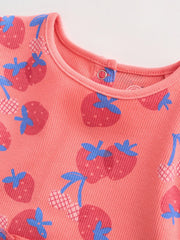 Red Strawberry Rib Top and Leggings Baby Set 2 Piece (0mths-2yrs)