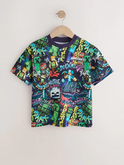 Purple All Over Print Single Minecraft T-Shirt (3-16yrs)