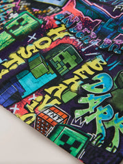 Purple All Over Print Single Minecraft T-Shirt (3-16yrs)