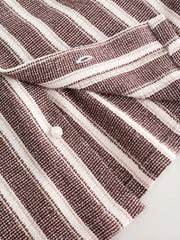 Chocolate Brown Short Sleeve Textured Stripe Shirt and Shorts Set (3-16yrs)