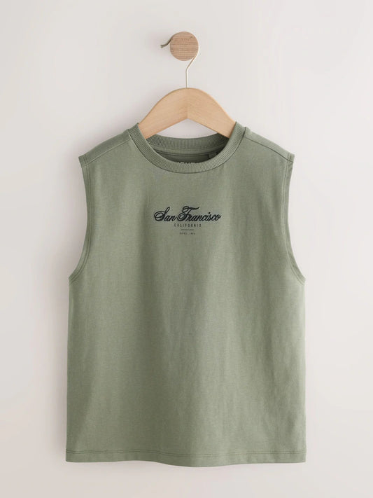 Light Grey/Brown/Charcoal/Khaki Tank Vest 4 Pack (3-16yrs)
