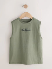 Light Grey/Brown/Charcoal/Khaki Tank Vest 4 Pack (3-16yrs)