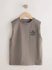 Light Grey/Brown/Charcoal/Khaki Tank Vest 4 Pack (3-16yrs)