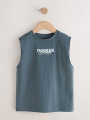 Light Grey/Brown/Charcoal/Khaki Tank Vest 4 Pack (3-16yrs)