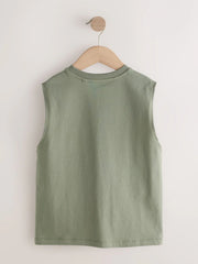Light Grey/Brown/Charcoal/Khaki Tank Vest 4 Pack (3-16yrs)