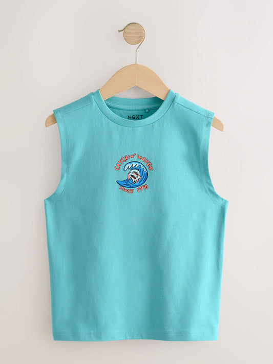Peach/Blue/Green/Orange Tank Vest 4 Pack (3-16yrs)
