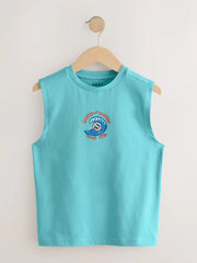 Peach/Blue/Green/Orange Tank Vest 4 Pack (3-16yrs)