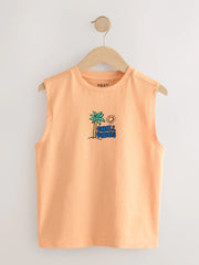 Peach/Blue/Green/Orange Tank Vest 4 Pack (3-16yrs)
