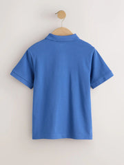 Cobalt Blue Sign Off Short Sleeve Polo Shirt (3-16yrs)