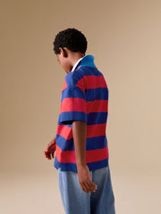 Red/Blue Relaxed Fit Stripe Short Sleeve Polo Shirt (3-16yrs)