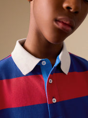 Red/Blue Relaxed Fit Stripe Short Sleeve Polo Shirt (3-16yrs)