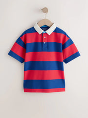 Red/Blue Relaxed Fit Stripe Short Sleeve Polo Shirt (3-16yrs)