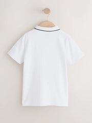 White/Black Vertical Stripe Zip Neck Polo Shirt (3-16yrs)