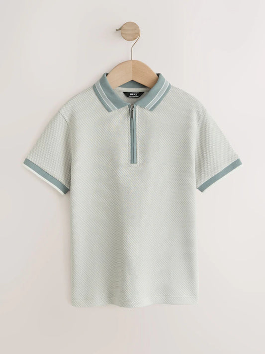 Mineral Geo Zip Neck Short Sleeve Polo Shirt (3-16yrs)
