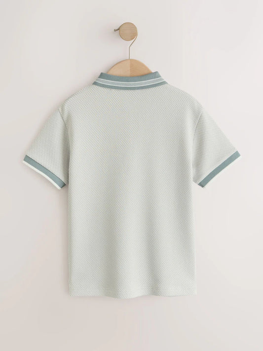 Mineral Geo Zip Neck Short Sleeve Polo Shirt (3-16yrs)