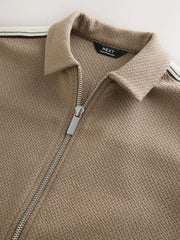 Tan Brown Short Sleeve Zip Through Polo Shirt & Shorts Set (3-16yrs)