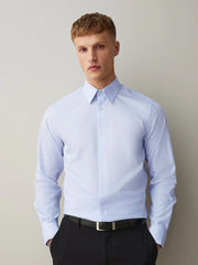 Blue Regular Fit Cotton Rich Textured Easy Care Smart Shirt