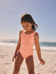 Orange Shell Crinkle Swimsuit (3-16yrs)