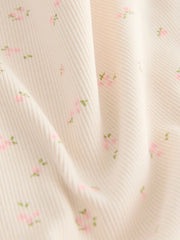 Ecru White Ditsy Floral Frill Shoulder Ribbed Vest (3mths-7yrs)
