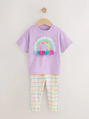Lilac Purple Rainbow Short Sleeve Top and Leggings Set (3mths-7yrs)
