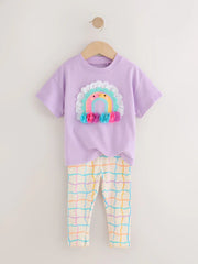 Lilac Purple Rainbow Short Sleeve Top and Leggings Set (3mths-7yrs)