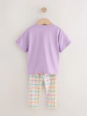 Lilac Purple Rainbow Short Sleeve Top and Leggings Set (3mths-7yrs)
