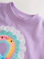Lilac Purple Rainbow Short Sleeve Top and Leggings Set (3mths-7yrs)