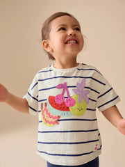 Blue/Ecru Short Sleeve T Shirt and Cycle Shorts Set (3mths-7yrs)